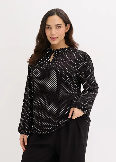 Triko s dlouh&yacute;m ruk&aacute;vem, z visk&oacute;zov&eacute; směsi, bonprix