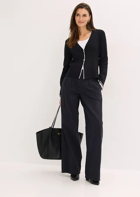 Žebrovan&yacute; pleten&yacute; kab&aacute;tek z visk&oacute;zov&eacute; směsi, bonprix