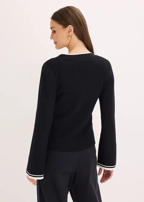 Žebrovan&yacute; pleten&yacute; kab&aacute;tek z visk&oacute;zov&eacute; směsi, bonprix