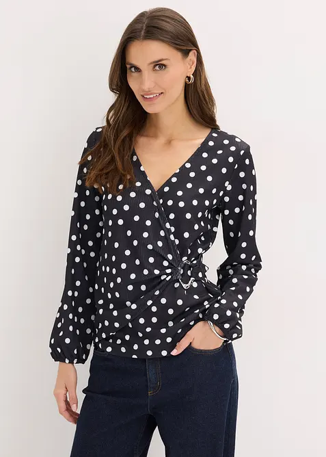 Tričko s dlouh&yacute;m ruk&aacute;vem, ze strukturovan&eacute;ho žerzeje, bonprix