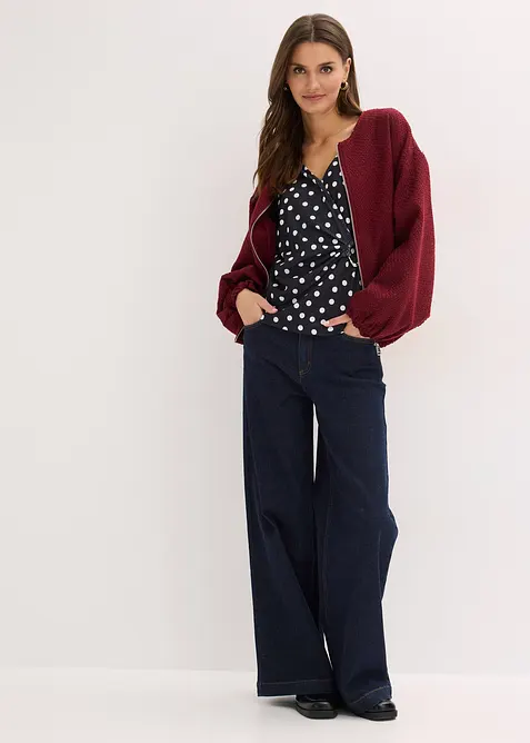 Tričko s dlouh&yacute;m ruk&aacute;vem, ze strukturovan&eacute;ho žerzeje, bonprix