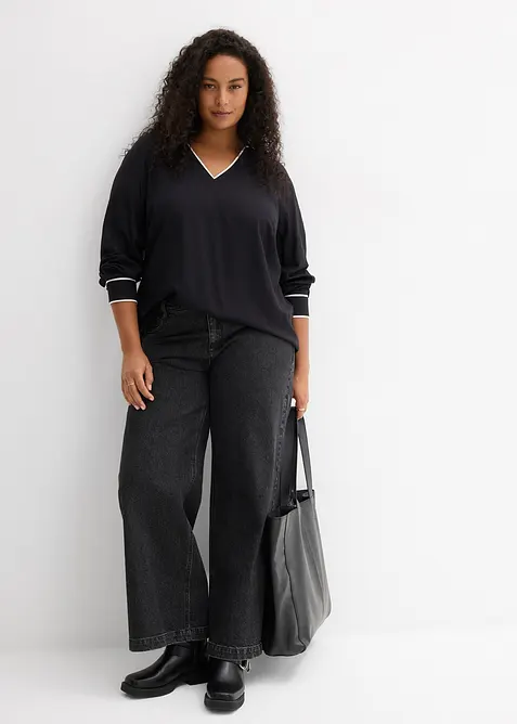 Tunikov&aacute; halenka ze spl&yacute;vav&eacute; visk&oacute;zy, bonprix