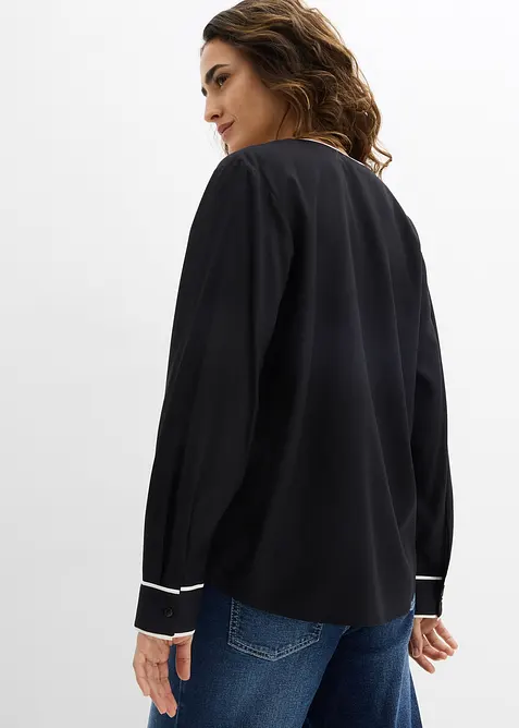 Tunikov&aacute; halenka ze spl&yacute;vav&eacute; visk&oacute;zy, bonprix