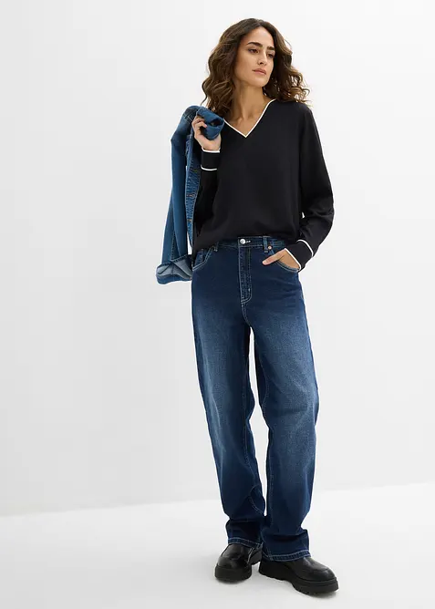 Tunikov&aacute; halenka ze spl&yacute;vav&eacute; visk&oacute;zy, bonprix