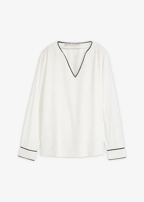 Tunikov&aacute; halenka ze spl&yacute;vav&eacute; visk&oacute;zy, bonprix