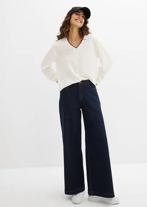 Tunikov&aacute; halenka ze spl&yacute;vav&eacute; visk&oacute;zy, bonprix