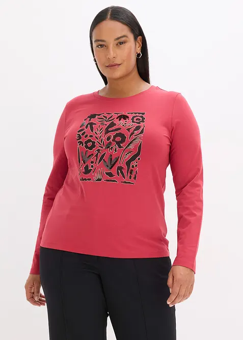 Tričko s dlouh&yacute;m ruk&aacute;vem, s organickou bavlnou, bonprix