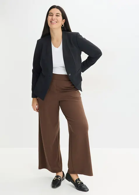 Žerzejov&eacute; kalhoty s ozdobn&yacute;m p&aacute;skem, bonprix