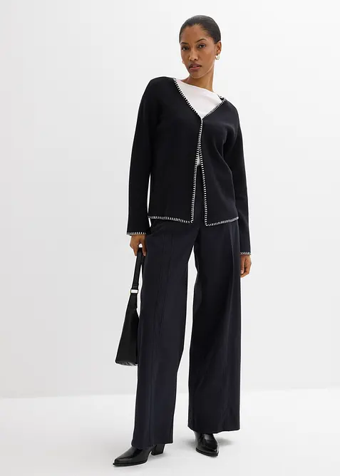 Kalhoty Marlene s vysok&yacute;m pasem, ze směsi s visk&oacute;zou, bonprix