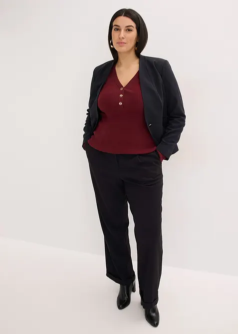 Žebrovan&yacute; svetr s visk&oacute;zou, bonprix