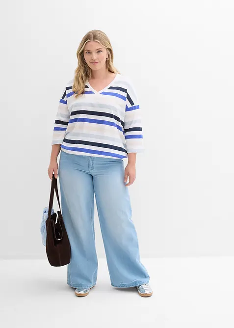 Triko z materi&aacute;lu slub, 3/4 ruk&aacute;v, organick&aacute; bavlna, bonprix