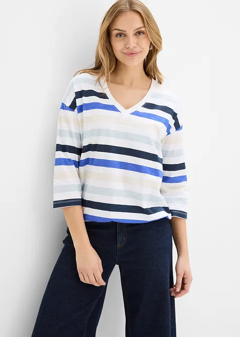 Triko z materi&aacute;lu slub, 3/4 ruk&aacute;v, organick&aacute; bavlna, bonprix