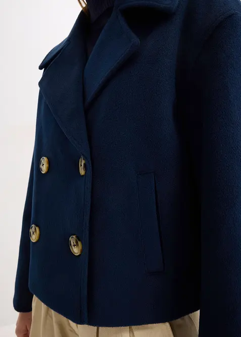 Kr&aacute;tk&yacute; oversize trenčkot s vlněn&yacute;m vzhledem, bonprix