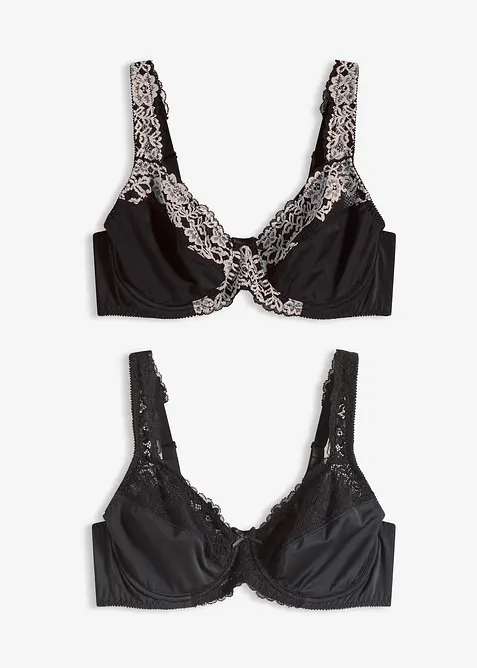 Podprsenka s kosticemi a polstrovan&yacute;mi ram&iacute;nky (2 ks v balen&iacute;), bonprix