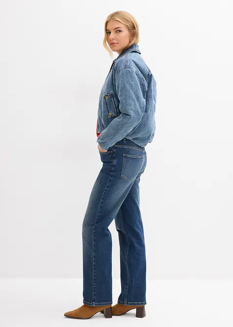 Zateplen&aacute; dž&iacute;nov&aacute; bunda, balonov&yacute; lem, bonprix