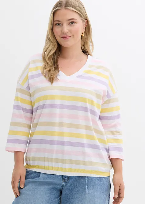 Triko z materi&aacute;lu slub, 3/4 ruk&aacute;v, organick&aacute; bavlna, bonprix