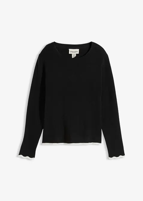 Pleten&eacute; triko s kontrastn&iacute;m lemem, bonprix