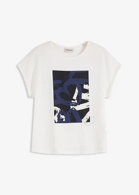 Tričko s visk&oacute;zou a třpytiv&yacute;mi kam&iacute;nky, bonprix