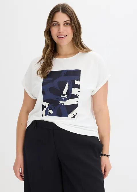 Tričko s visk&oacute;zou a třpytiv&yacute;mi kam&iacute;nky, bonprix