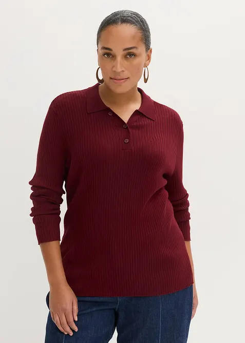 Žebrovan&yacute; svetr ze směsi s visk&oacute;zou, bonprix