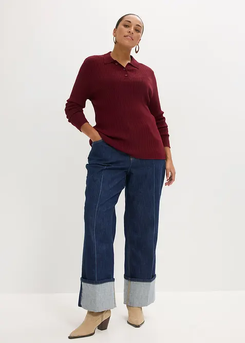 Žebrovan&yacute; svetr ze směsi s visk&oacute;zou, bonprix