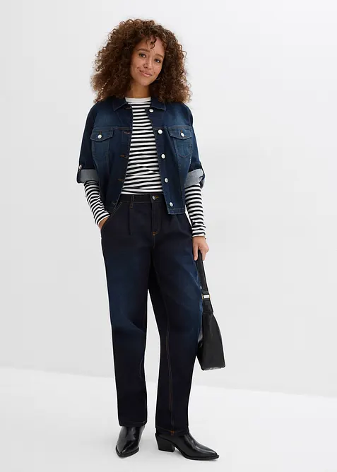 Strečov&eacute; dž&iacute;ny ve střihu Barrel, Mid Waist, bonprix