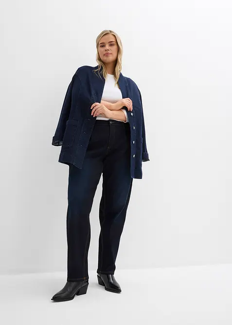 Strečov&eacute; dž&iacute;ny ve střihu Barrel, Mid Waist, bonprix