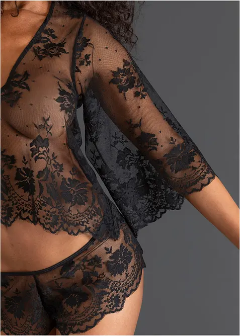 Top s dlouh&yacute;m ruk&aacute;vem + bokov&eacute; kalhotky (2d&iacute;ln&aacute; souprava), bonprix