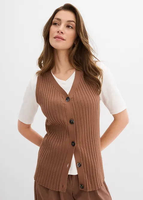 Žebrovan&aacute; pleten&aacute; vesta, bonprix