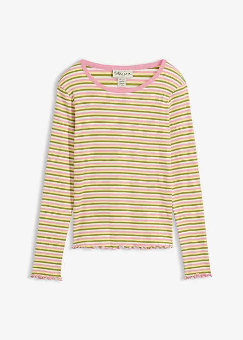 Žebrovan&eacute; proužkovan&eacute; tričko z organick&eacute; bavlny, bonprix