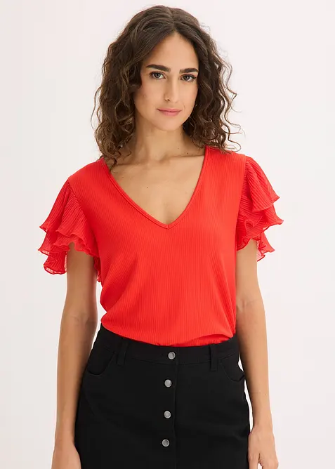 Tričko s vol&aacute;ny, bonprix