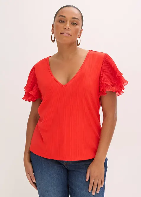 Tričko s vol&aacute;ny, bonprix