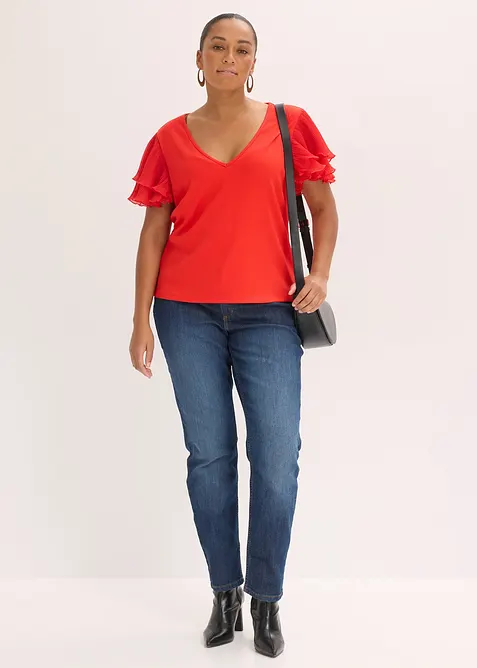 Tričko s vol&aacute;ny, bonprix