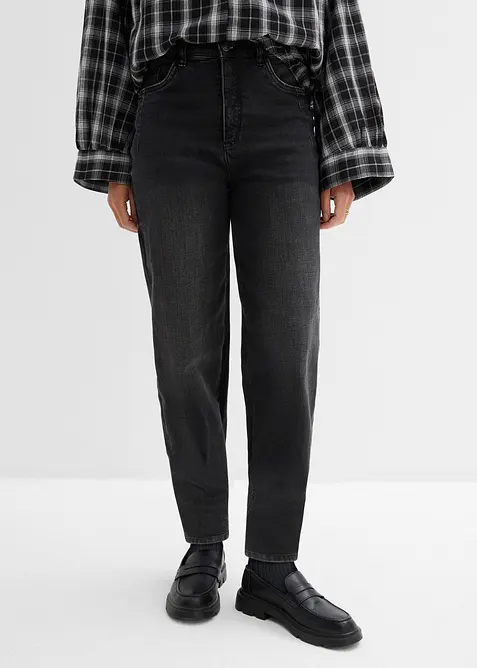 Dž&iacute;ny Barrel z organick&eacute; bavlny, High Waist, bonprix