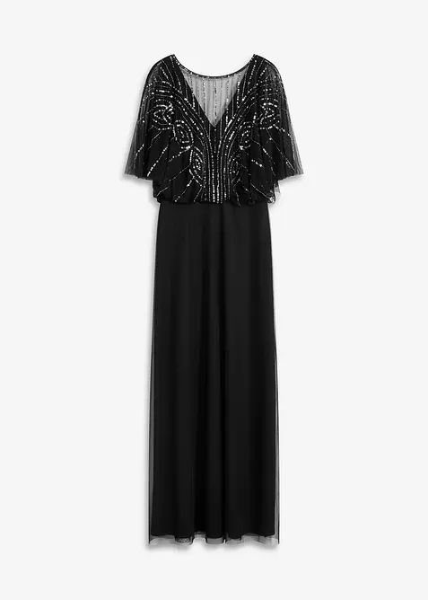 Maxi &scaron;aty z jemn&eacute;ho tylu, s v&yacute;&scaron;ivkou s flitry, bonprix