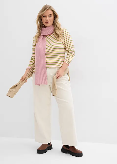 Žebrovan&eacute; proužkovan&eacute; tričko z organick&eacute; bavlny, bonprix