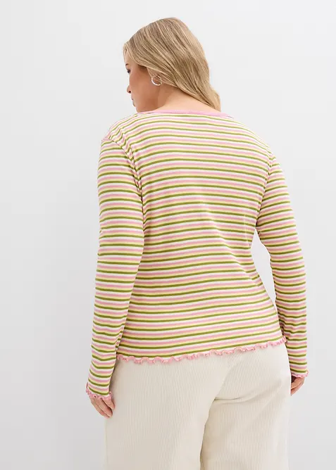 Žebrovan&eacute; proužkovan&eacute; tričko z organick&eacute; bavlny, bonprix