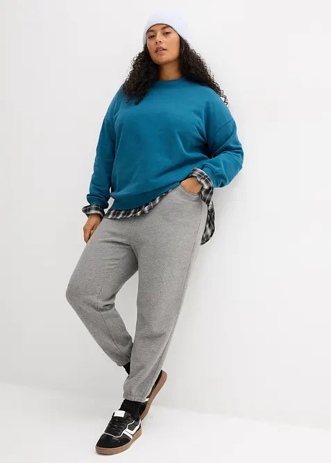 Tepl&aacute;kov&eacute; kalhoty s velmi hlubok&yacute;m sedem, z čist&eacute; organick&eacute; bavlny, bonprix