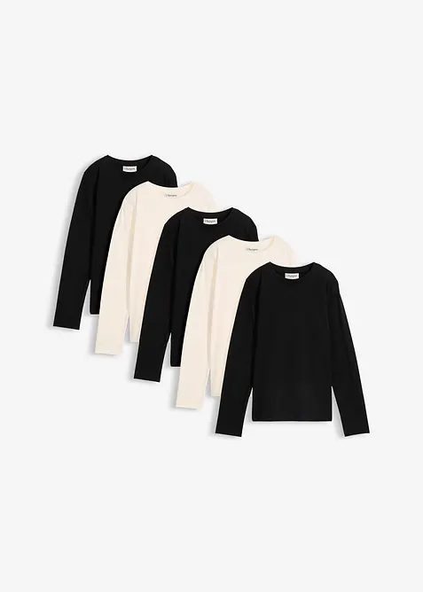 Tričko s dlouh&yacute;m ruk&aacute;vem, z čist&eacute; organick&eacute; bavlny (5 ks v balen&iacute;), bonprix