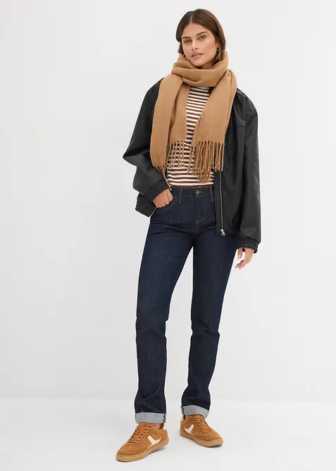 Strečov&eacute; dž&iacute;ny Straight, Mid Waist, bonprix