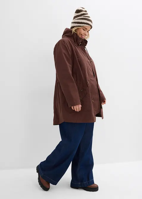 Kr&aacute;tk&aacute; bavlněn&aacute; parka se stoj&aacute;čkem, vypasovan&aacute;, bonprix