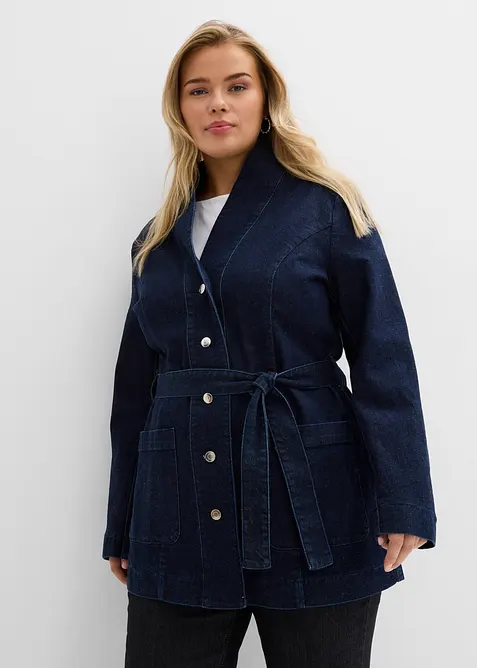 Dž&iacute;nov&aacute; bunda s p&aacute;skem, s bavlnou, bonprix