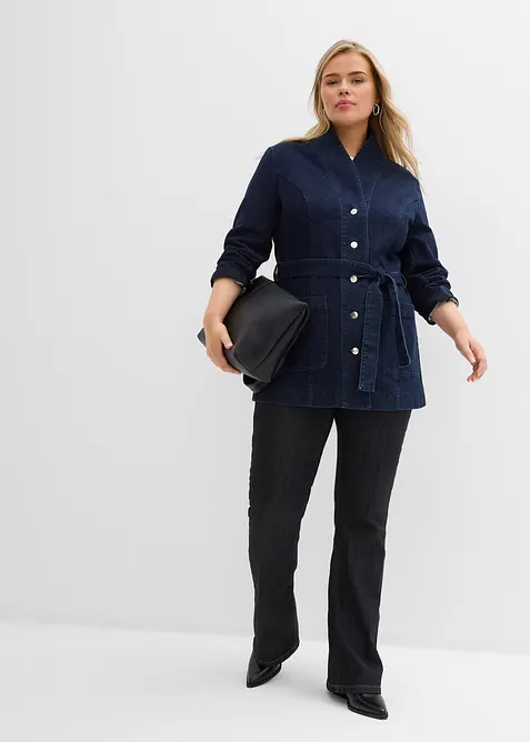 Dž&iacute;nov&aacute; bunda s p&aacute;skem, s bavlnou, bonprix