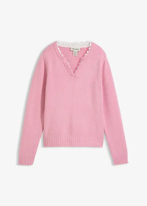 Svetr s krajkovou vsadkou, bonprix