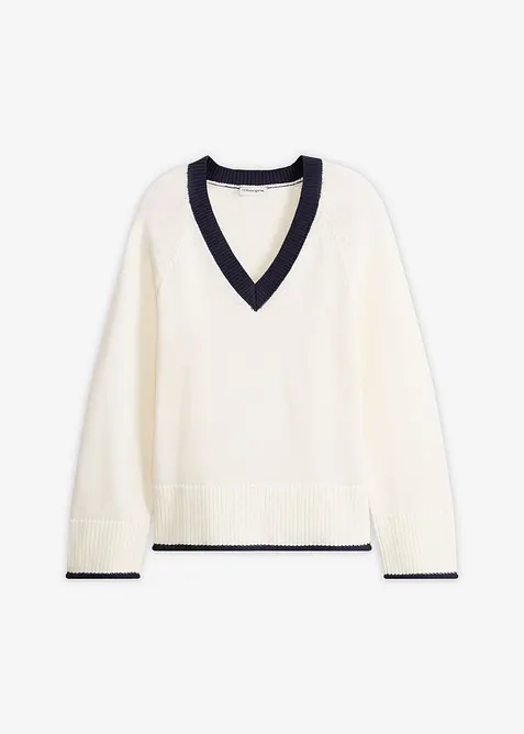 Svetr s proužky v kontrastn&iacute; barvě, bonprix