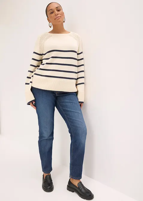 Svetr s proužky v kontrastn&iacute; barvě, bonprix