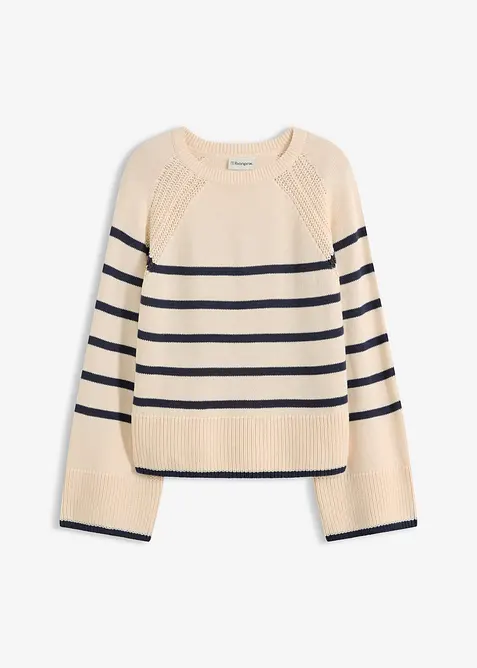 Svetr s proužky v kontrastn&iacute; barvě, bonprix