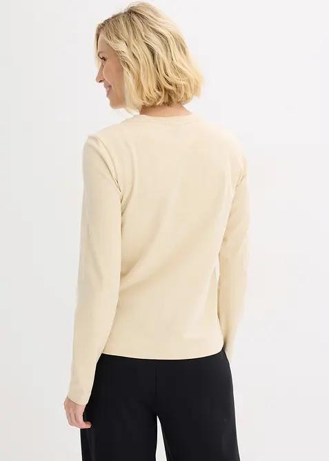 Triko s dlouh&yacute;m ruk&aacute;vem a organickou bavlnou, bonprix