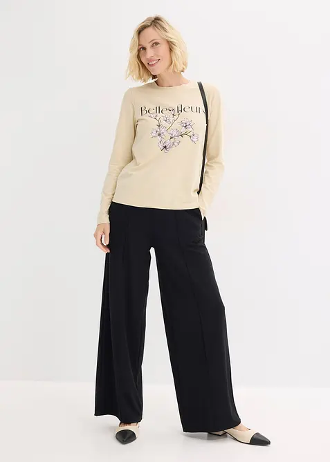 Triko s dlouh&yacute;m ruk&aacute;vem a organickou bavlnou, bonprix