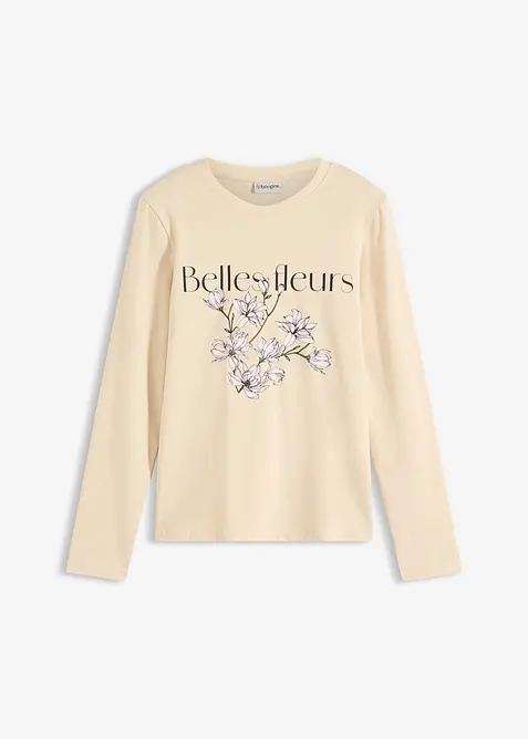 Triko s dlouh&yacute;m ruk&aacute;vem a organickou bavlnou, bonprix